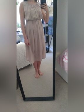 Anthropologie Pleated Sleeveless Midi Dress in Taupe